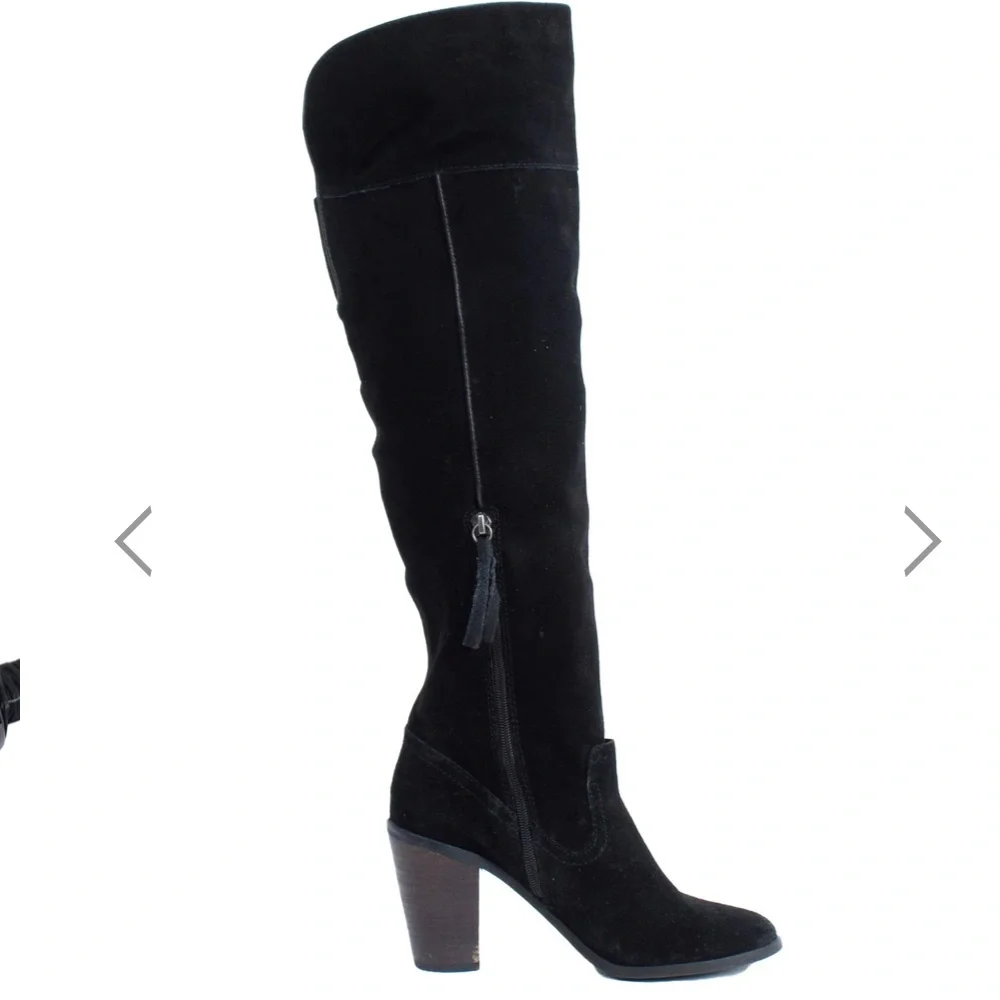 Dolce‎ Vita Ohanna Black Suede Over the Knee Round Toe Block Heel Boot WN 11